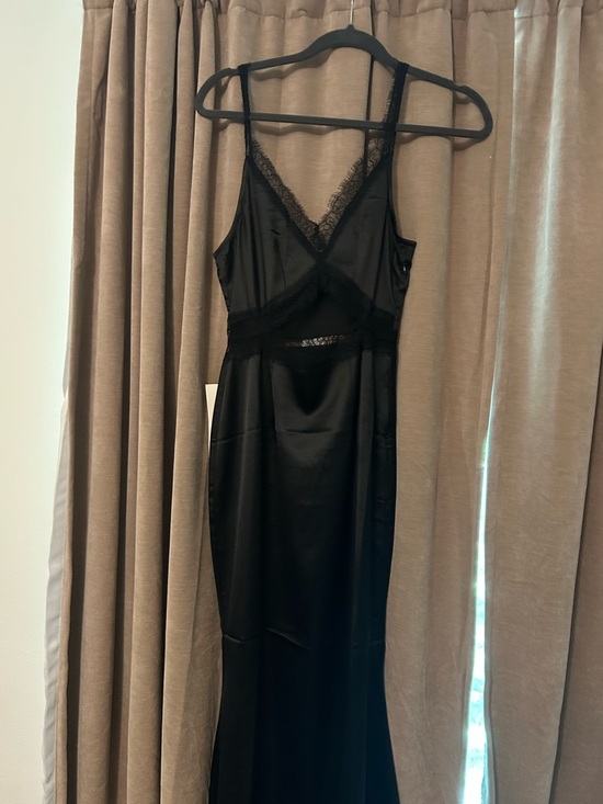 Never Fully Dressed Dresses & Skirts - Never Fully Dressed Black Satin Slip with Lace Trim